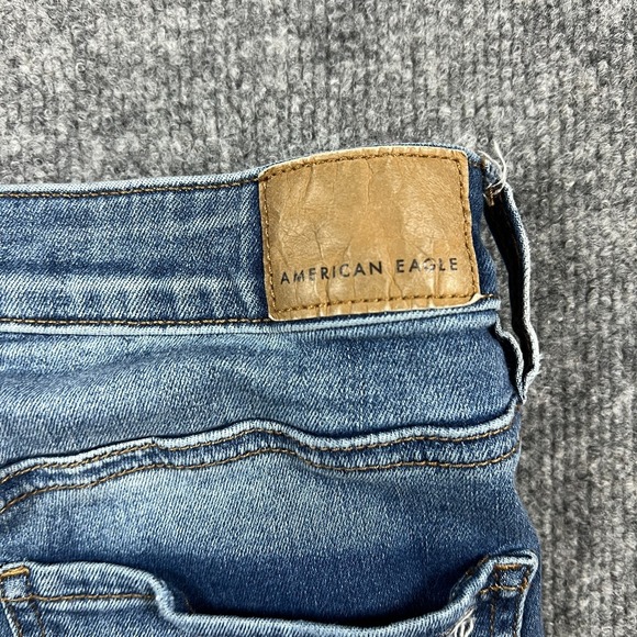 American Eagle Outfitters Super High Rise Jegging Jeans Womens 6 Blue Distressed - Picture 14 of 14